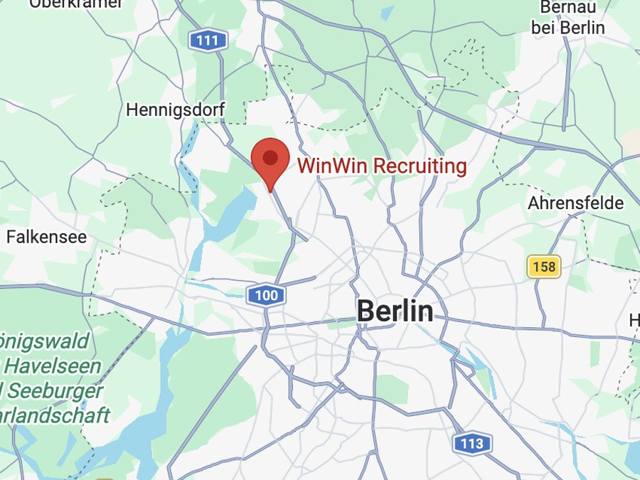 Kartenausschnitt mit dem Standort von WinWin Recruiting im Norden Berlins